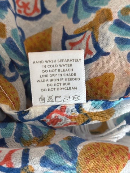 Roller Rabbit Serafina Block Print Fringe Tunic Top Small Swim Resortwear Summer - Picture 9 of 9